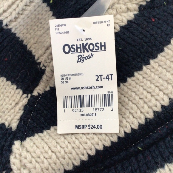 OSH KOSH BGOSH STRIPED FUZZY TRAPPER HAT NWT - Picture 7 of 16